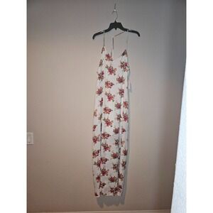 Embrace  Maxi Dress Women Large White Floral NWT Spaghetti Strap Flowy